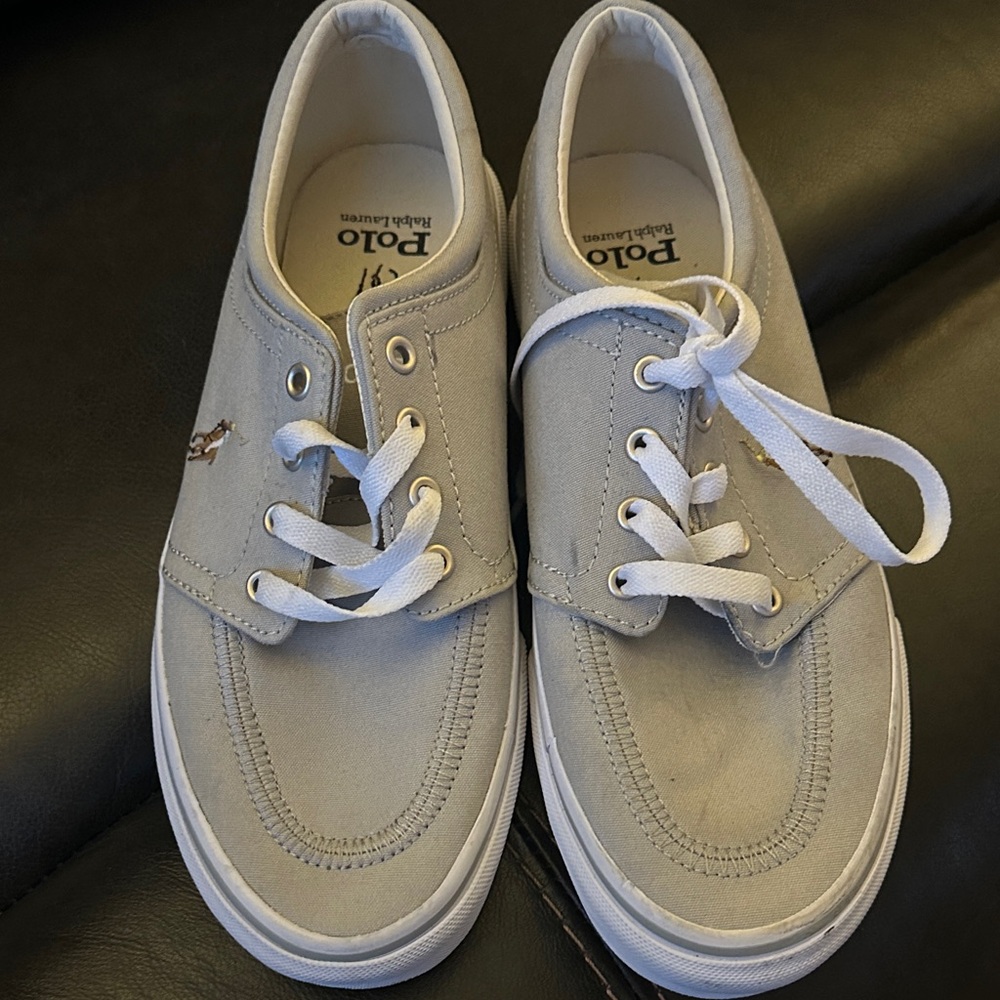 Polo Ralph Lauren Faxon Gray Canvas Sneakers Boat Shoes Sz 7 New - Picture 3 of 5